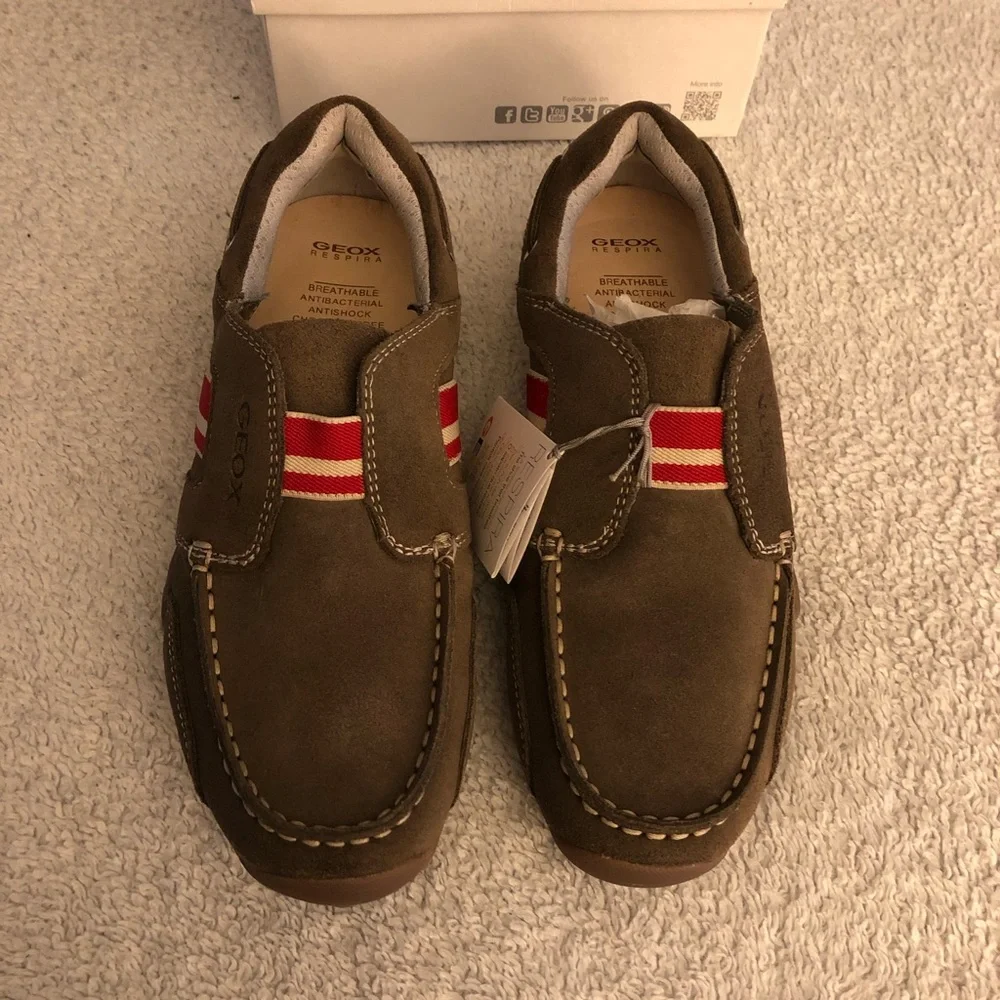 GEOX RESPIRA SUEDE LOAFER MOCCASINS US 6.5 BIG KID ANTI ODOR NON MARKING💘 NIB!